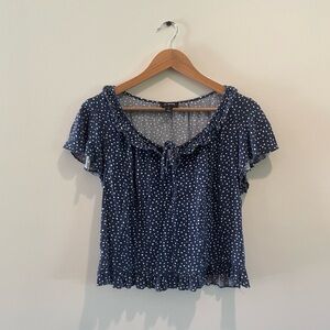 Blue and White Peasant Top